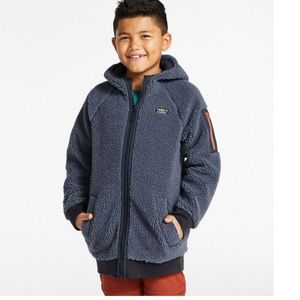 L.L. Bean Fleece Long Coat Kids Vintage  Navy Jacket ONLY SIZE 8 Left